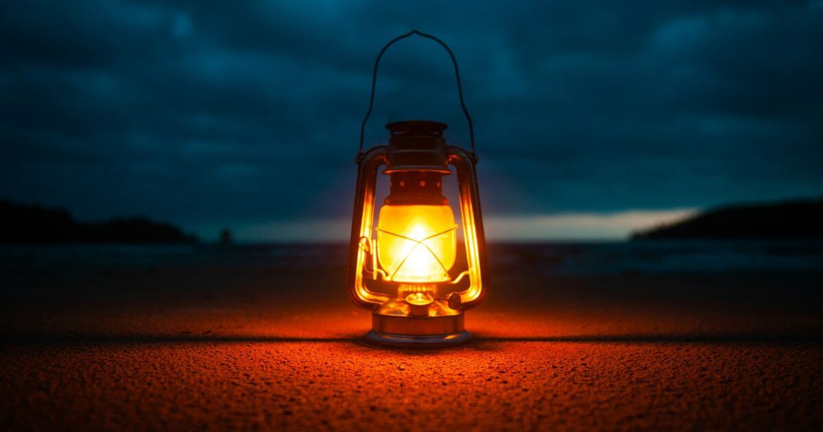 夜の砂漠のランプ